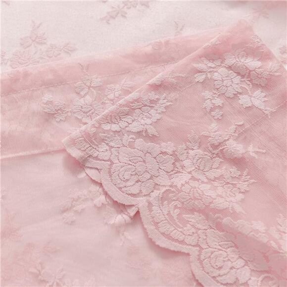 Pink Sheer Curtains for Girls Bedroom - Vintage Floral Sheer Lace Curtains - Picture 6 of 7